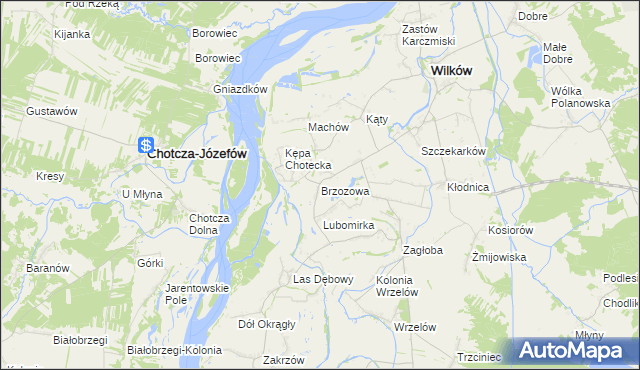 mapa Brzozowa gmina Wilków, Brzozowa gmina Wilków na mapie Targeo