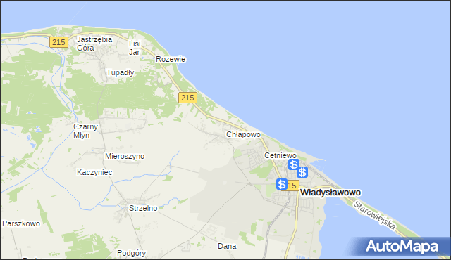mapa Chłapowo gmina Władysławowo, Chłapowo gmina Władysławowo na mapie Targeo