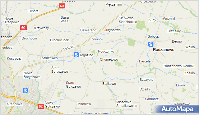 mapa Chomętowo gmina Radzanowo, Chomętowo gmina Radzanowo na mapie Targeo