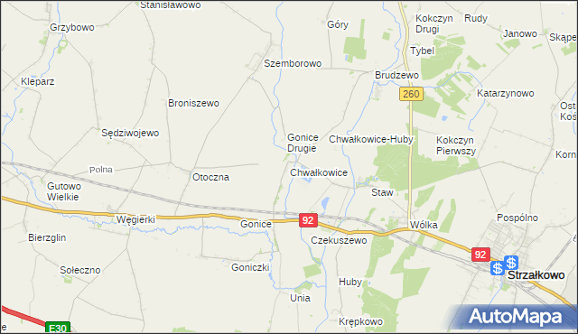 mapa Chwałkowice gmina Strzałkowo, Chwałkowice gmina Strzałkowo na mapie Targeo