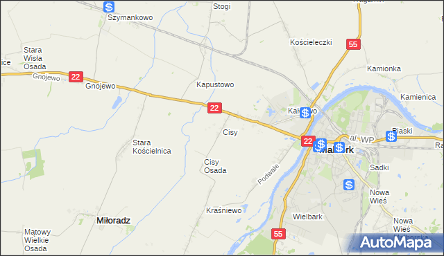 mapa Cisy gmina Malbork, Cisy gmina Malbork na mapie Targeo