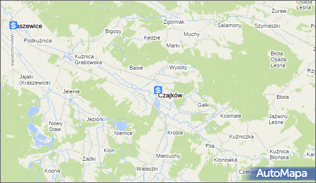 mapa Czajków powiat ostrzeszowski, Czajków powiat ostrzeszowski na mapie Targeo