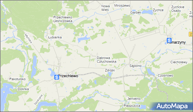 mapa Dąbrowa Człuchowska, Dąbrowa Człuchowska na mapie Targeo