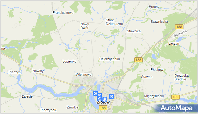 mapa Dzierzążenko, Dzierzążenko na mapie Targeo