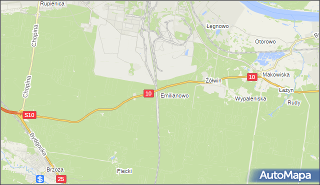 mapa Emilianowo gmina Nowa Wieś Wielka, Emilianowo gmina Nowa Wieś Wielka na mapie Targeo