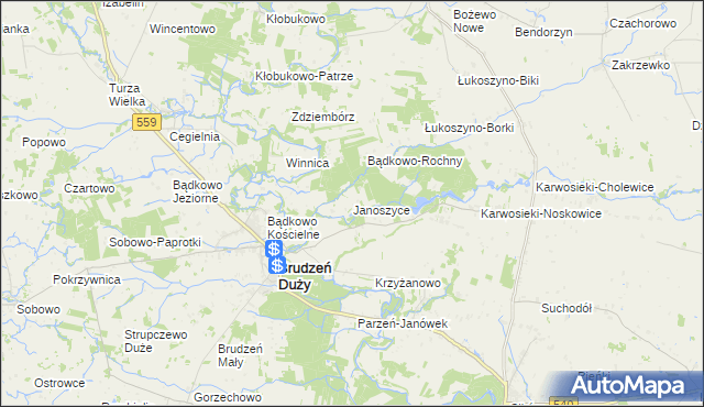 mapa Janoszyce, Janoszyce na mapie Targeo