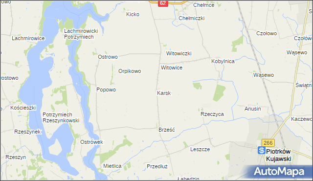 mapa Karsk gmina Kruszwica, Karsk gmina Kruszwica na mapie Targeo