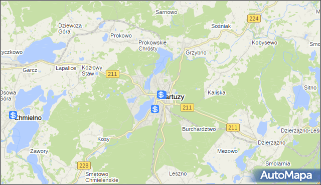 mapa Kartuzy, Kartuzy na mapie Targeo