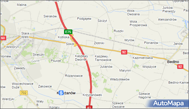 mapa Kaszewy Tarnowskie, Kaszewy Tarnowskie na mapie Targeo