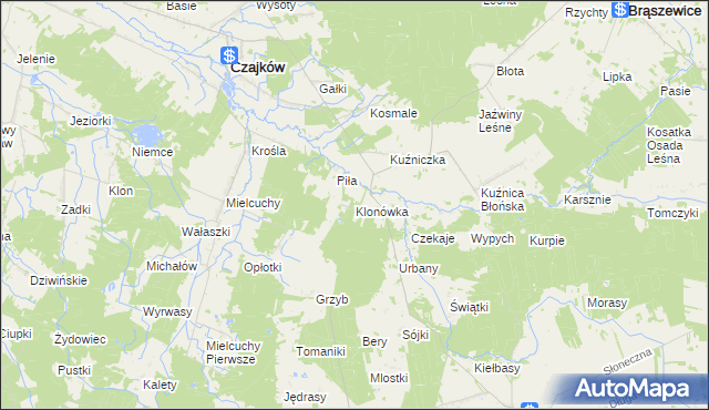 mapa Klonówka gmina Klonowa, Klonówka gmina Klonowa na mapie Targeo