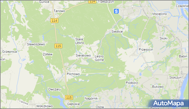 mapa Leśno Górne, Leśno Górne na mapie Targeo