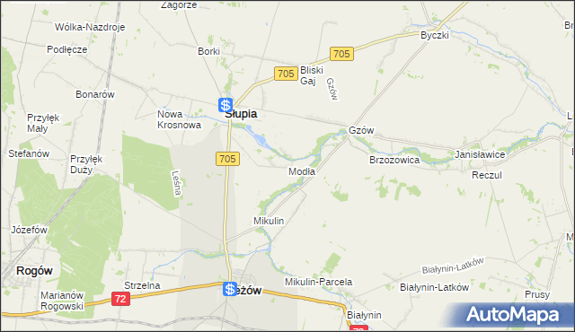 mapa Modła gmina Słupia, Modła gmina Słupia na mapie Targeo