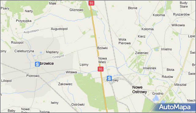mapa Nowa Wieś gmina Nowe Ostrowy, Nowa Wieś gmina Nowe Ostrowy na mapie Targeo