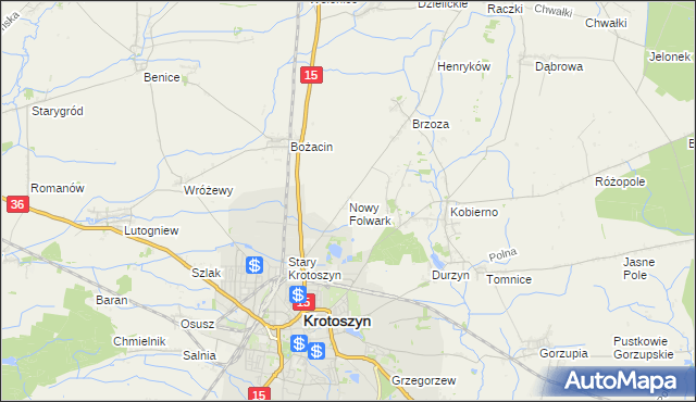 mapa Nowy Folwark gmina Krotoszyn, Nowy Folwark gmina Krotoszyn na mapie Targeo