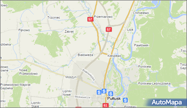 mapa Olszak gmina Pułtusk, Olszak gmina Pułtusk na mapie Targeo
