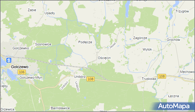 mapa Ościęcin, Ościęcin na mapie Targeo