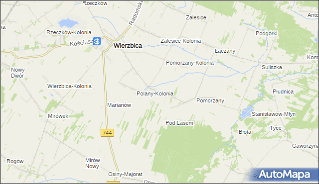 mapa Polany gmina Wierzbica, Polany gmina Wierzbica na mapie Targeo