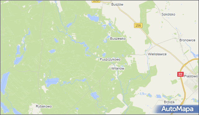 mapa Puszczykowo gmina Strzelce Krajeńskie, Puszczykowo gmina Strzelce Krajeńskie na mapie Targeo