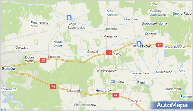 mapa Radonia gmina Mniszków, Radonia gmina Mniszków na mapie Targeo