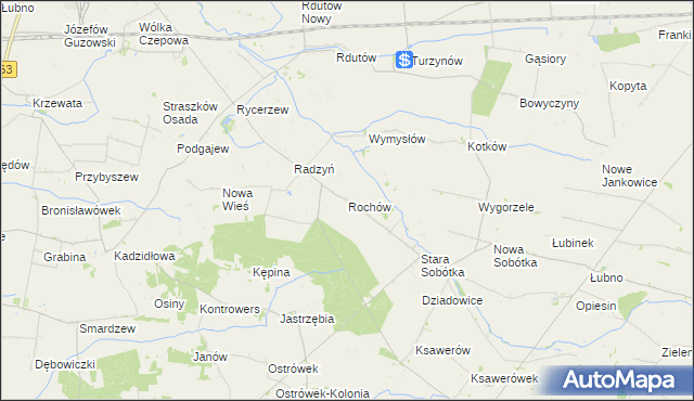 mapa Rochów gmina Grabów, Rochów gmina Grabów na mapie Targeo