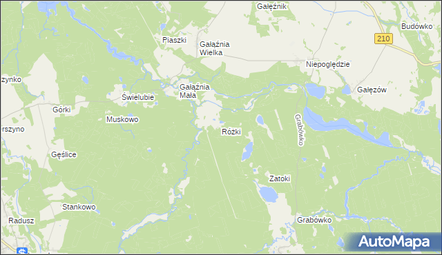 mapa Różki gmina Kołczygłowy, Różki gmina Kołczygłowy na mapie Targeo