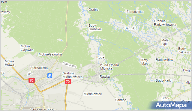 mapa Ruda gmina Skierniewice, Ruda gmina Skierniewice na mapie Targeo