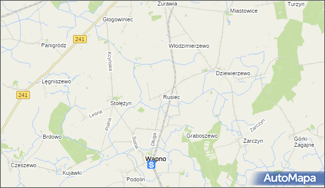 mapa Rusiec gmina Wapno, Rusiec gmina Wapno na mapie Targeo