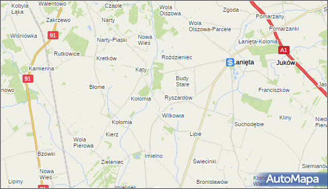 mapa Ryszardów, Ryszardów na mapie Targeo