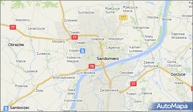 mapa Sandomierza, Sandomierz na mapie Targeo