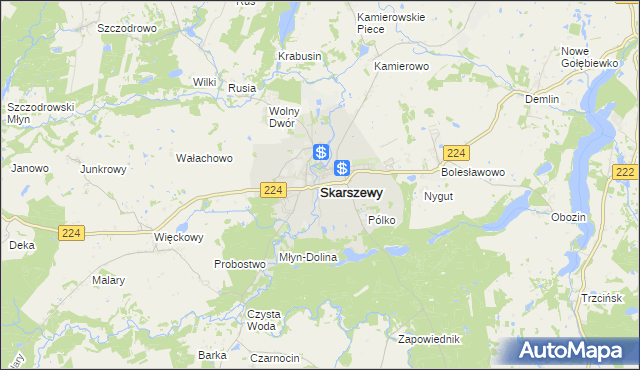 mapa Skarszewy powiat starogardzki, Skarszewy powiat starogardzki na mapie Targeo