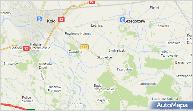 mapa Skobielice, Skobielice na mapie Targeo