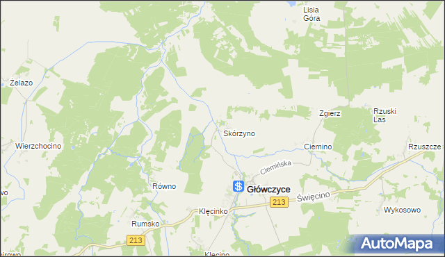 mapa Skórzyno, Skórzyno na mapie Targeo