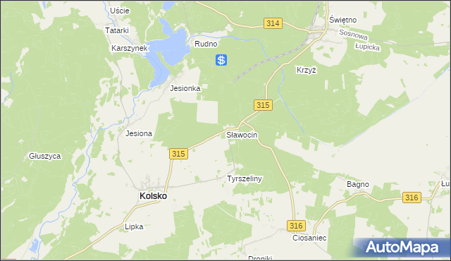 mapa Sławocin, Sławocin na mapie Targeo