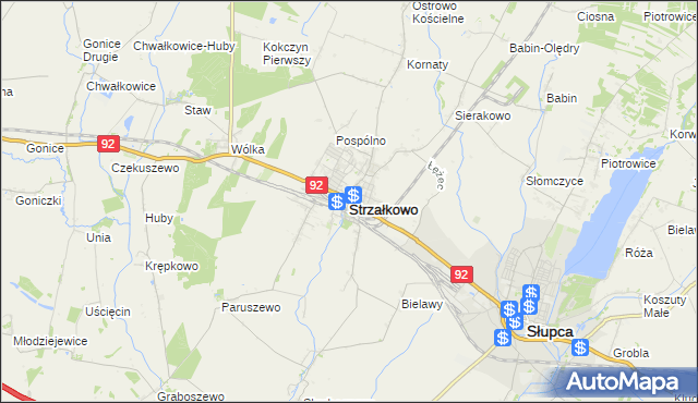 mapa Strzałkowo powiat słupecki, Strzałkowo powiat słupecki na mapie Targeo