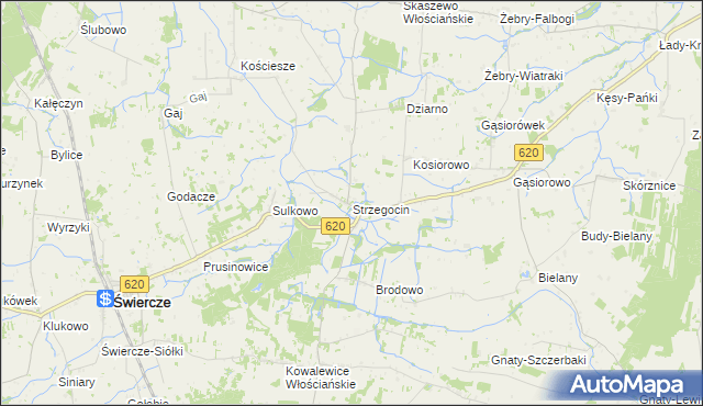 mapa Strzegocin gmina Świercze, Strzegocin gmina Świercze na mapie Targeo
