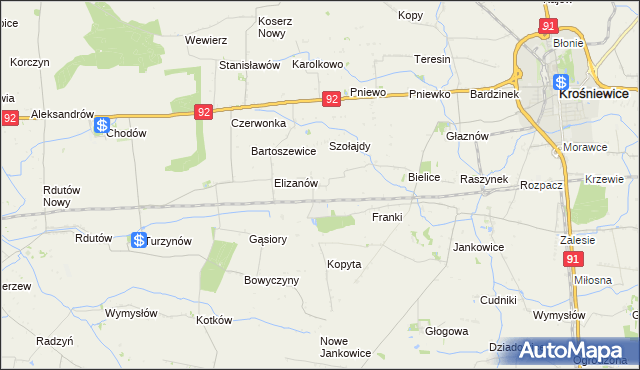 mapa Suchodoły gmina Krośniewice, Suchodoły gmina Krośniewice na mapie Targeo