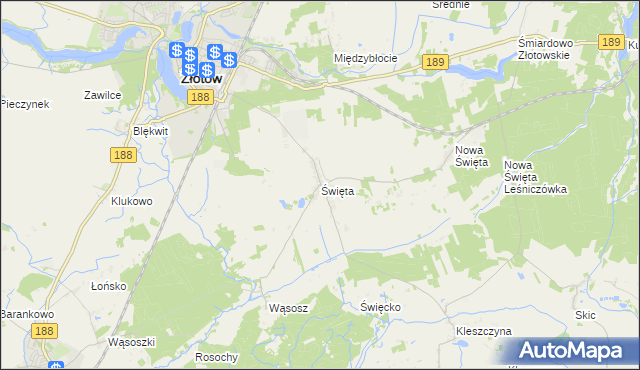 mapa Święta gmina Złotów, Święta gmina Złotów na mapie Targeo