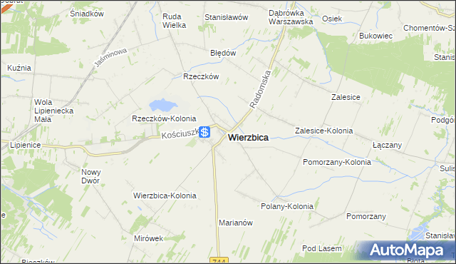 mapa Wierzbica powiat radomski, Wierzbica powiat radomski na mapie Targeo