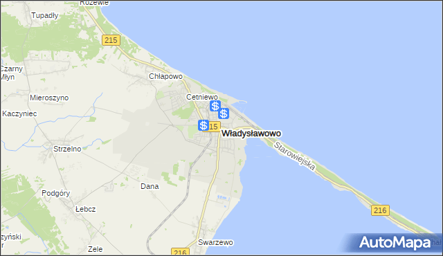 mapa Władysławowo powiat pucki, Władysławowo powiat pucki na mapie Targeo