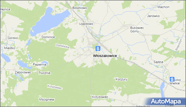 mapa Włoszakowice, Włoszakowice na mapie Targeo