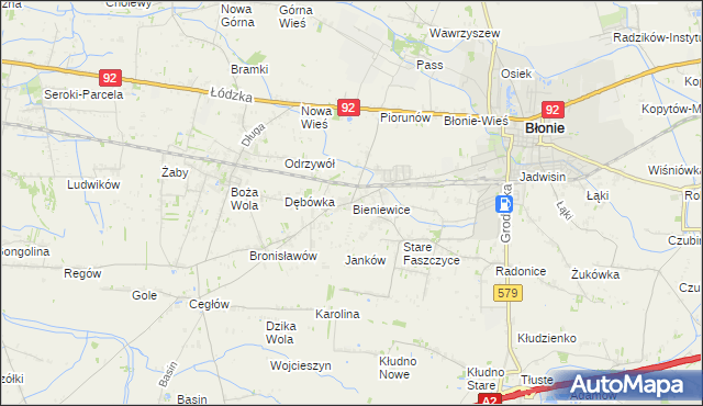 mapa Bieniewice, Bieniewice na mapie Targeo