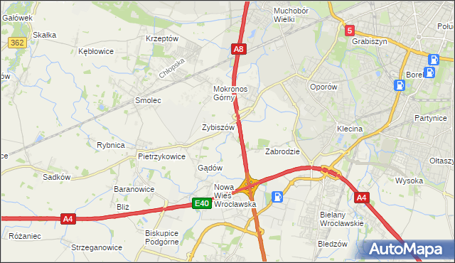 mapa Cesarzowice gmina Kąty Wrocławskie, Cesarzowice gmina Kąty Wrocławskie na mapie Targeo