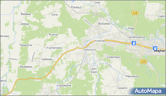 mapa Gościcino, Gościcino na mapie Targeo
