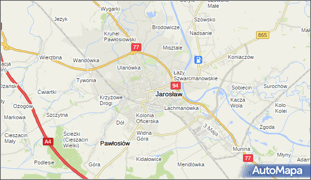 mapa Jarosławia, Jarosław na mapie Targeo