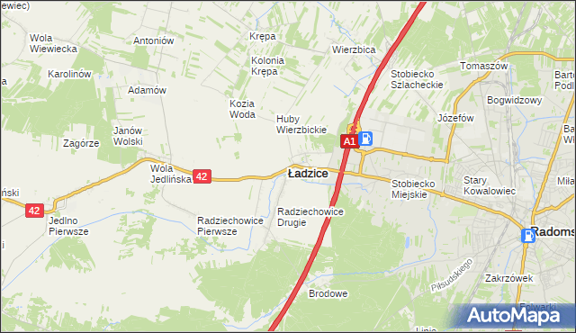 mapa Ładzice, Ładzice na mapie Targeo