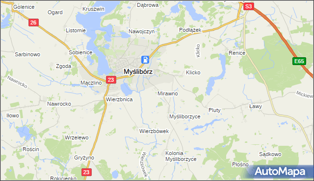 mapa Mirawno, Mirawno na mapie Targeo