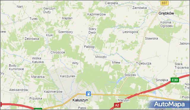 mapa Mroczki gmina Kałuszyn, Mroczki gmina Kałuszyn na mapie Targeo