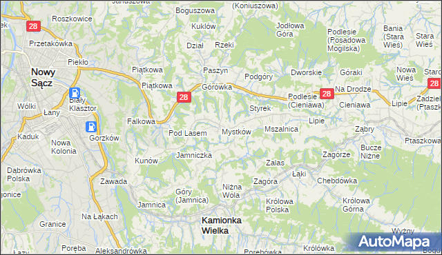 mapa Mystków, Mystków na mapie Targeo