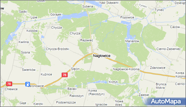 mapa Nagłowice, Nagłowice na mapie Targeo