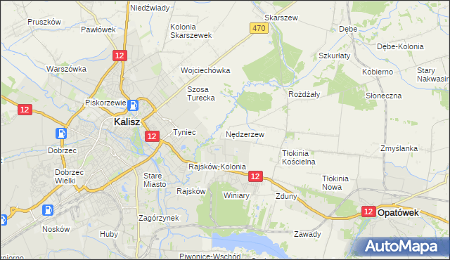 mapa Nędzerzew gmina Opatówek, Nędzerzew gmina Opatówek na mapie Targeo